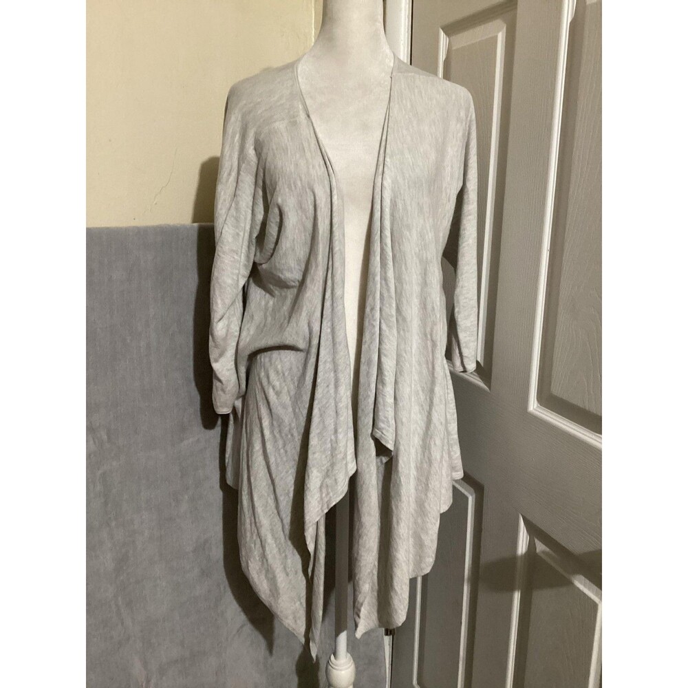 J Jill Pure Jill Sweater Womens Small Gray Open Front Draped Waterfall Cardigan